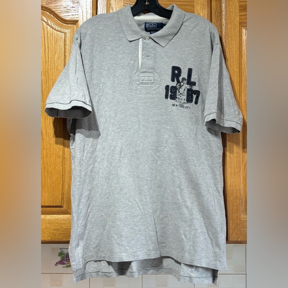 Polo Ralph Lauren RL 1967 Light Gray Rugby Polo Shirt Men’s XL